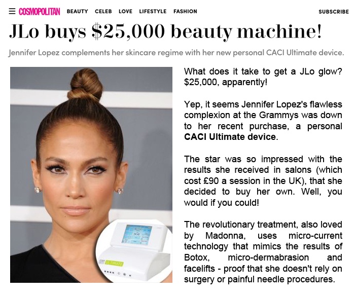 JLo Buys CACI Machine - Comsopolitan